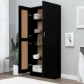 Bibliothèque Noir 82,5x30,5x185,5 cm Aggloméré