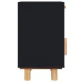 Tables de chevet 2 pcs Noir Bois de pin massif et rotin naturel