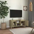 Meuble TV avec pieds en bois massif Chêne sonoma 103,5x35x50 cm
