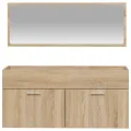 Armoire de bain avec miroir chêne sonoma bois d'ingénierie