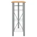 Ensemble de bar 3 pcs gris et marron bois d'ingénierie et fer