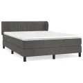 cadre de lit et matelas Gris foncé 140x190cm Velours