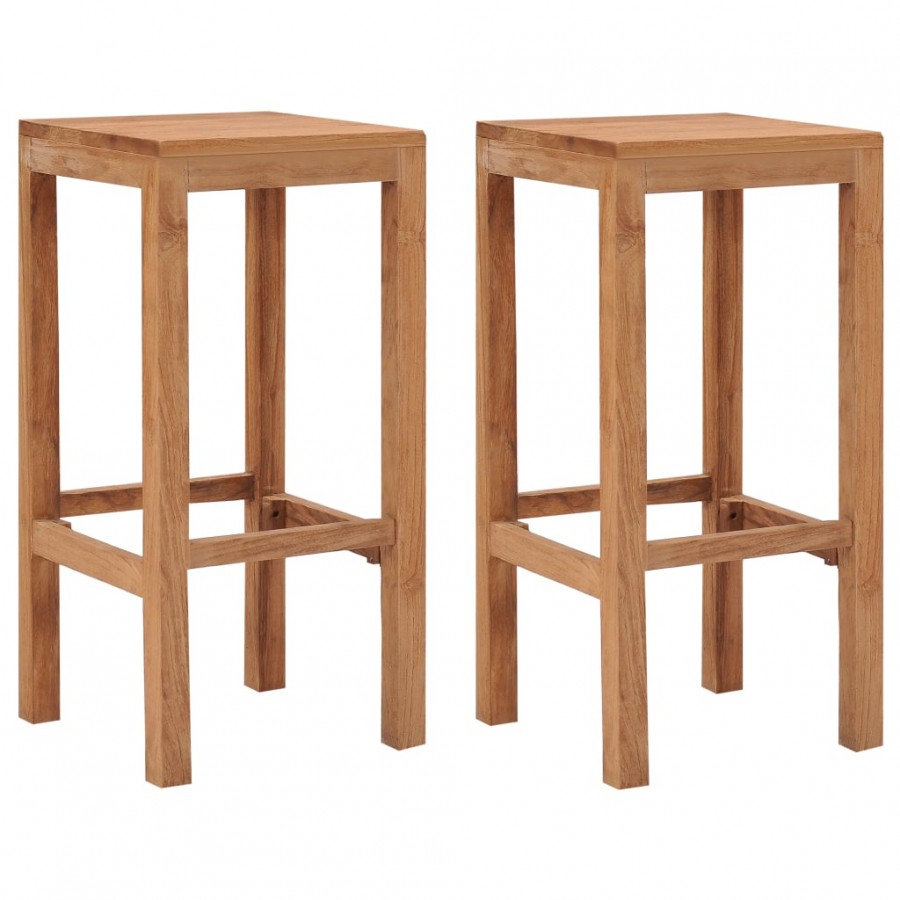 Tabourets de bar lot de 2 bois de teck massif