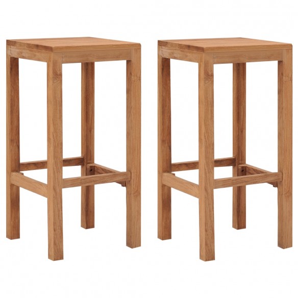 Tabourets de bar lot de 2 bois de teck massif