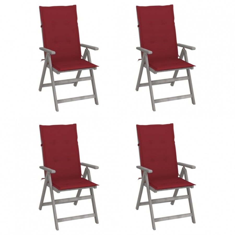 Chaises inclinables de jardin 4 pcs avec coussins Bois d'acacia