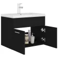 Armoire d'évier avec lavabo intégré Noir Aggloméré