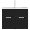 Armoire d'évier avec lavabo intégré Noir Aggloméré