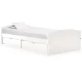Cadre de lit avec 2 tiroirs blanc bois de pin massif 90x200 cm