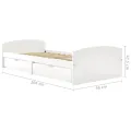 Cadre de lit avec 2 tiroirs blanc bois de pin massif 90x200 cm