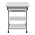 Bureau d'ordinateur compact avec plateau à clavier Blanc