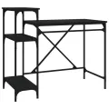 Bureau avec étagères noir 105x50x90 cm bois d'ingénierie et fer