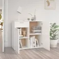 Buffet Blanc brillant 80x36x75 cm Aggloméré