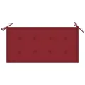 Banc de jardin avec coussin rouge bordeaux 112 cm Teck massif