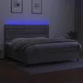 cadre de lit et matelas et LED Gris clair 200x200 cm