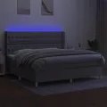 cadre de lit matelas LED Gris clair 200x200 cm Tissu