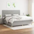cadre de lit avec matelas Gris clair 200x200cm Tissu