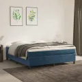 cadre de lit et matelas Bleu foncé 180x200cm Velours