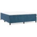 cadre de lit et matelas Bleu foncé 180x200cm Velours