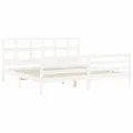 Cadre de lit avec tête de lit blanc 200x200 cm bois massif