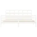 Cadre de lit avec tête de lit blanc 200x200 cm bois massif