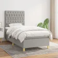cadre de lit avec matelas Gris clair 100x200cm Tissu