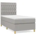 cadre de lit avec matelas Gris clair 100x200cm Tissu