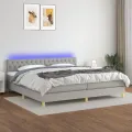 cadre de lit matelas LED Gris clair 200x200 cm Tissu