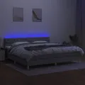cadre de lit matelas LED Gris clair 200x200 cm Tissu