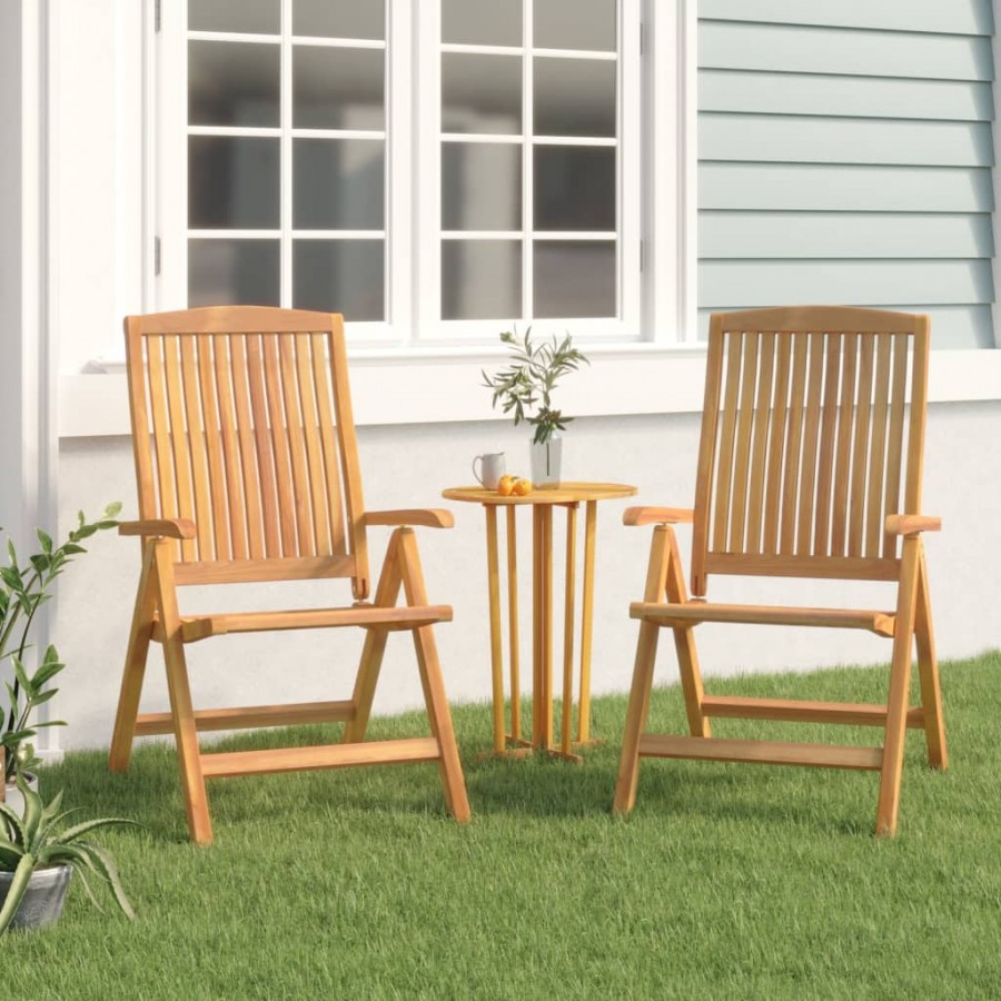 Chaises de jardin inclinables 2 pcs bois massif de teck