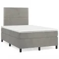 cadre de lit et matelas Gris clair 120x200cm Velours