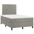 cadre de lit et matelas Gris clair 120x200cm Velours