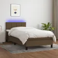 cadre de lit matelas et LED Marron foncé 100x200cm