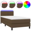 cadre de lit matelas et LED Marron foncé 100x200cm