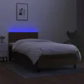 cadre de lit matelas et LED Marron foncé 100x200cm