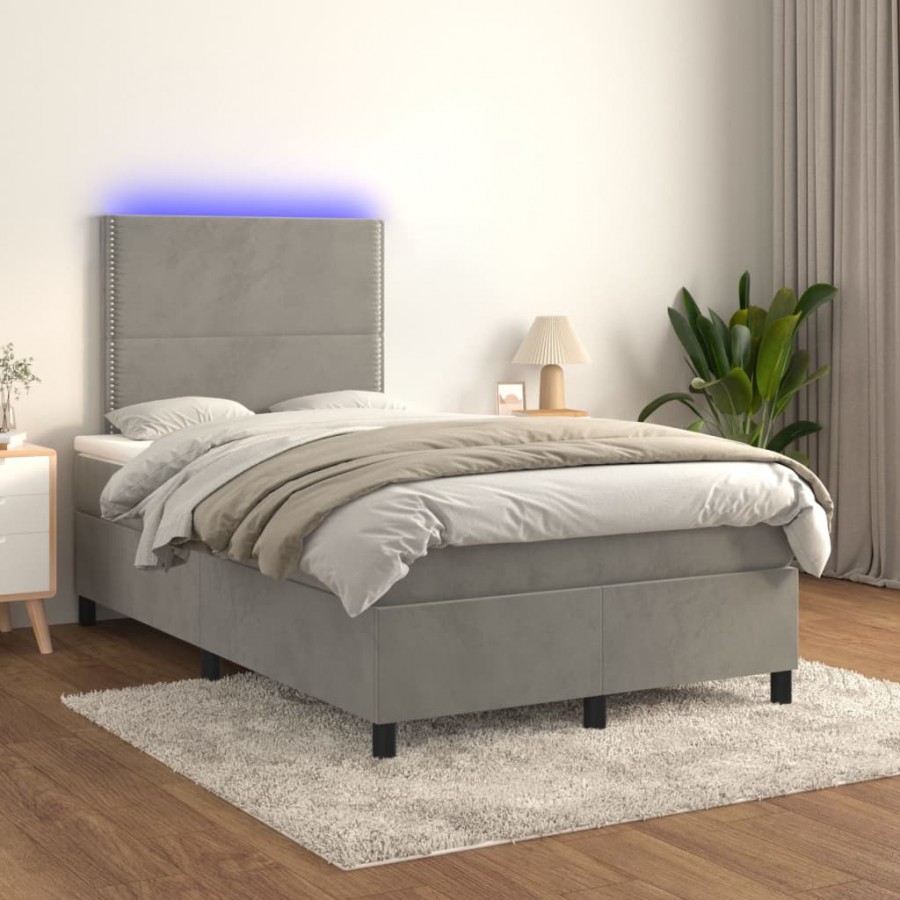 cadre de lit matelas et LED Gris clair 120x200 cm