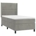 cadre de lit et matelas Gris clair 100x200cm Velours