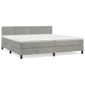 cadre de lit et matelas Gris clair 200x200cm Velours