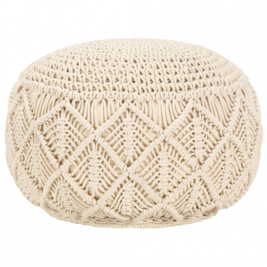 Pouf fait à la main en macramé 45 x 30 cm Coton