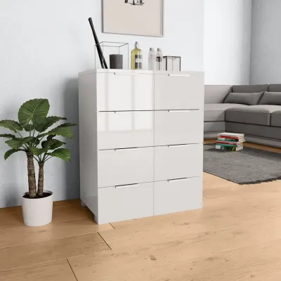 Buffet Blanc brillant 60x35x80 cm Bois d'ingénierie