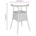 Table de jardin Ø60x75 cm Verre trempé/résine tressée Marron