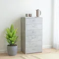 Buffet avec 6 tiroirs Gris béton 50x34x96 cm Aggloméré