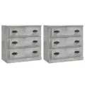 Buffets 2 pcs gris béton bois d'ingénierie