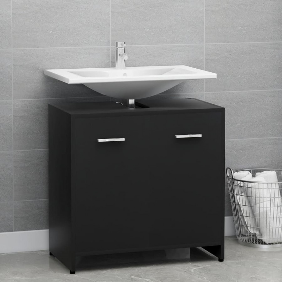 Armoire de salle de bain Noir 60x33x61 cm Aggloméré