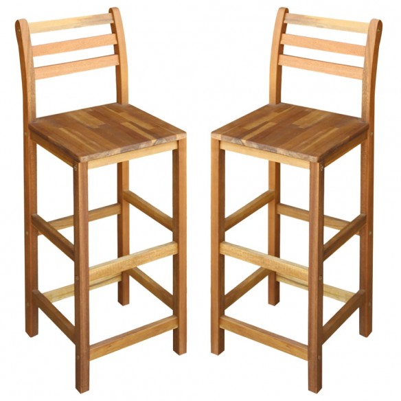 Tabourets de bar lot de 2 bois d'acacia massif