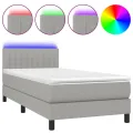 cadre de lit avec matelas et LED Gris clair 90x200cm
