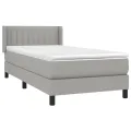 cadre de lit et matelas Gris clair 90x190 cm Tissu
