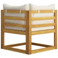 Banc de jardin à 2 places avec coussins blanc crème
