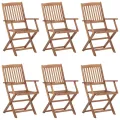 Chaises pliables de jardin 6 pcs avec coussins Bois d'acacia