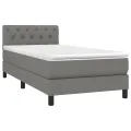 cadre de lit avec matelas Gris foncé 80x200 cm Tissu