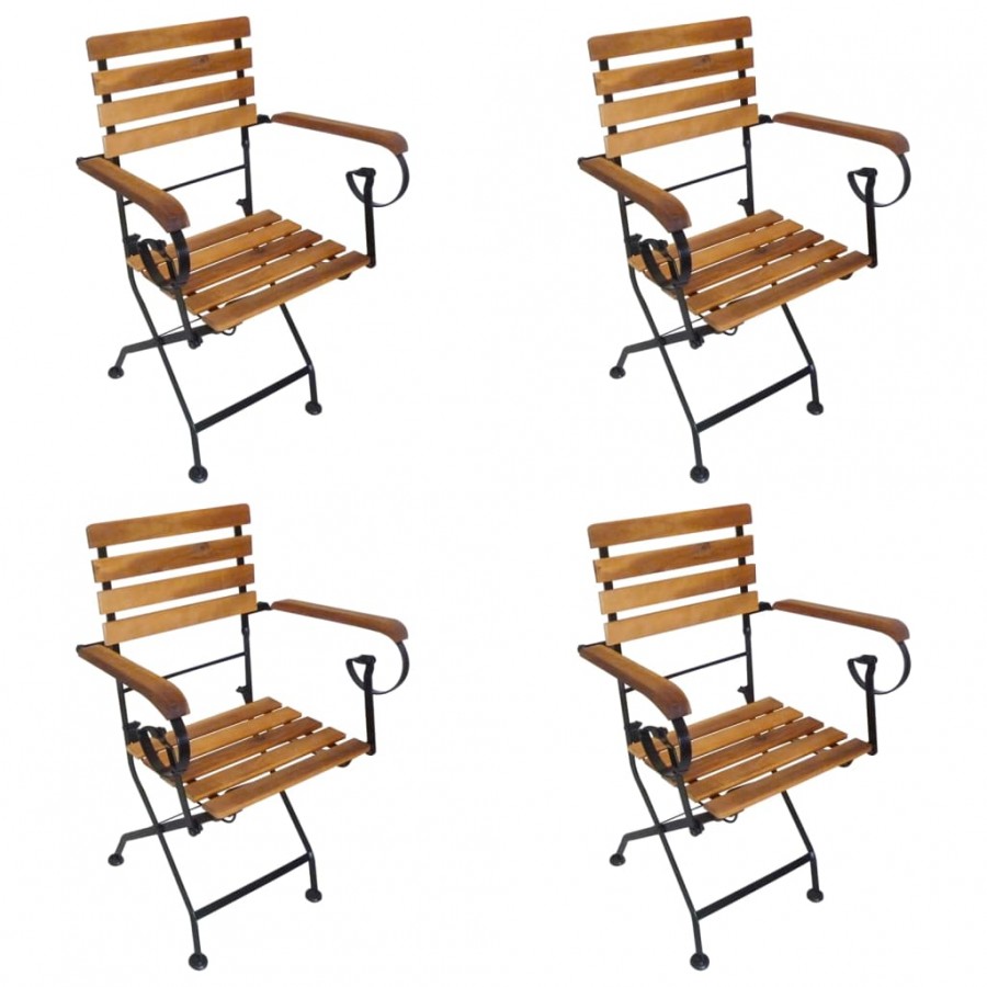 Chaises pliables de jardin 4 pcs Acier et bois d'acacia massif